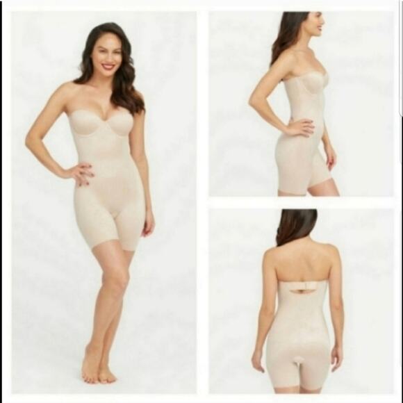 SPANX Suit Your Fancy Strapless Cupped Mid-Thigh NWT size XL in Nude 38803